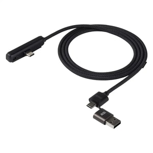 GEIGER 2IN1 - USB / Type-C kabl za punjenje i prenos podataka, sa rotirajućim držačem za mobilne uređaje, 2 u 1, 240W