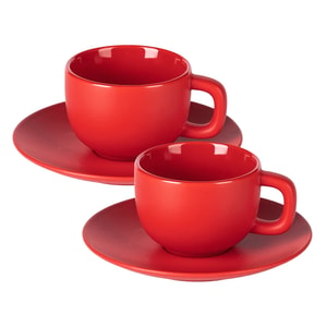 TOTEM - Set od dve keramičke šolje za cappuccino sa tacnama, 2 x 200 ml