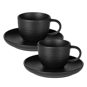TRIBECA - Set od dve keramičke šolje za cappuccino sa tacnama, 2 x 180 ml